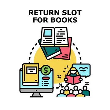 Book returning process and online library concept イラスト素材