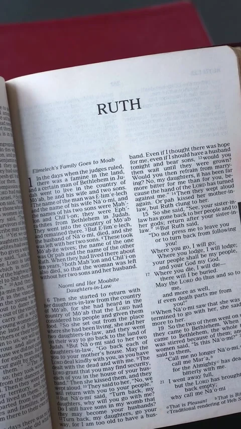The book of Ruth of the Old Testament, Holy Bible. Vertical video. Stock Footage 337807799
