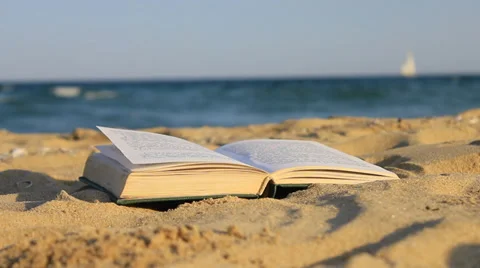 Book of sand on the beach 스톡 동영상 38097516