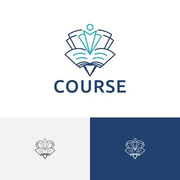 Book School Course Study Education Academy Line Logo Stock Illustration