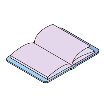 Book of school open with white background Stock Illustration