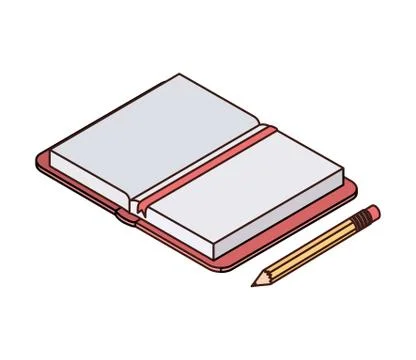 Book of school open with white background Stock Illustration