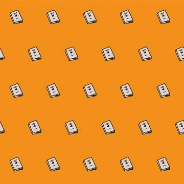 A book seamless pattern on orange background Stock Illustration