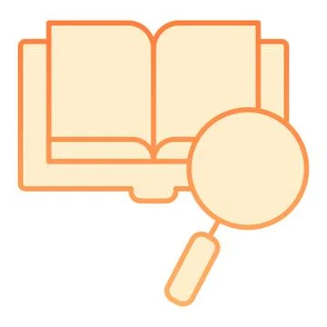Book search flat icon. Digital book orange icons in trendy flat style. Book and Stock Illustration