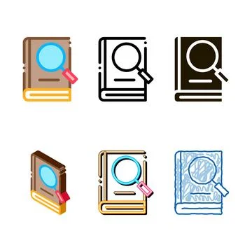 Book search study icon vector simplified outline Stock Illustration
