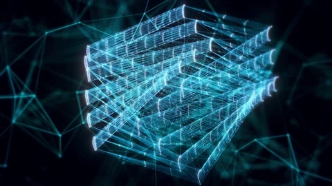 Book set hologram Close up Stock Footage 154845107