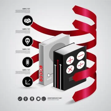 Book set layout design and element info graphic for flexible work.. Stock Illustration