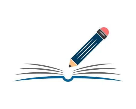 Book shape with pencil on top Illustrazione stock