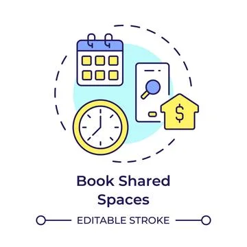 Book shared spaces multi color concept icon Illustrazione stock
