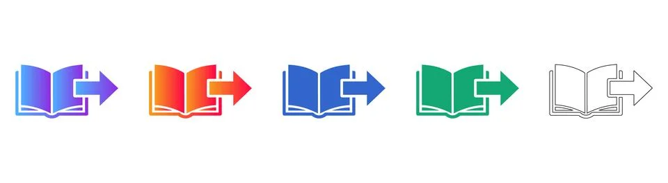 Book Sharing and Export Icon Set Stock Illustration