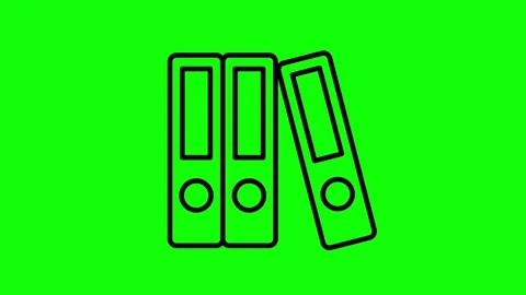Book shelf line icon 2D animation on green screen background (Chroma key) 스톡 동영상 297205559
