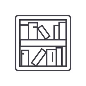 Book shelf vector line icon, sign, illustration on background, editable strokes 스톡 일러스트