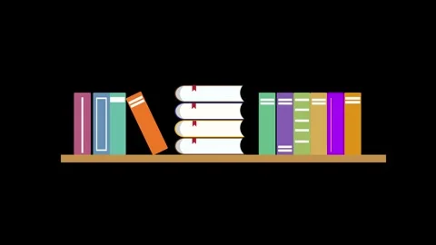 Book Shelf in wall animation isolated in black background. Small library at.. Stock Footage 305670604