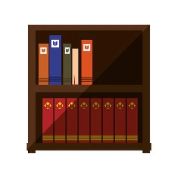 Book on shelf wooden shadow Stock Illustration