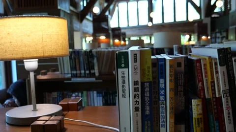 Book shelves in Library Stock Footage 267015209