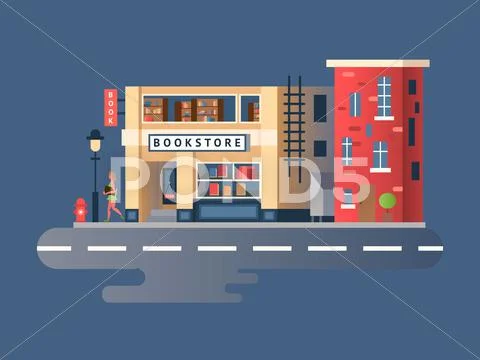 Book shop building Stock Illustration