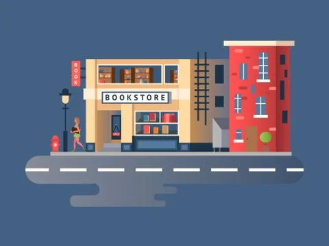 Book shop building Ilustración de archivo