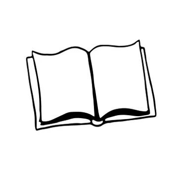 Book. Simple outline drawing of opened book, doodle. Vector hand drawn illust Stock Illustration