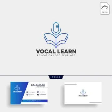 Book sing vocal learning line logo template vector illustration Illustrazione stock