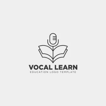 Book sing vocal learning line logo template vector illustration Illustrazione stock