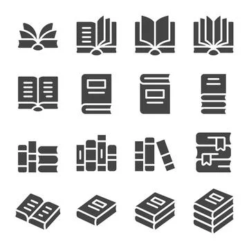 Book solid icon set イラスト素材