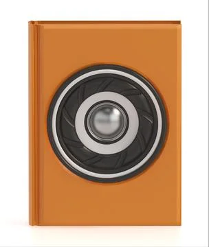 Book with speaker isolated on white background. 3D illustration Stockillustratie