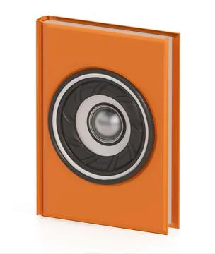 Book with speaker isolated on white background. 3D illustration Stockillustratie