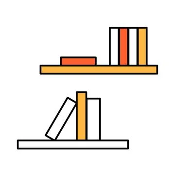 Book spines on a bookshelf in flat style. Stack of books and magazines. Hom.. Stock Illustration