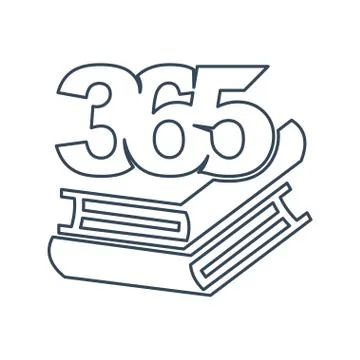 Book stack 365 infinity logo icon design illustration outline Stock Illustration