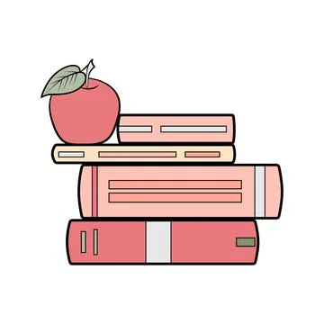 Book stack apple pink Stock Illustration