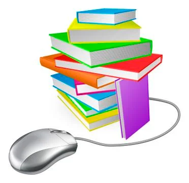 Book stack computer mouse Illustrazione stock