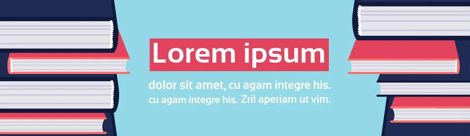 Book stack creative education knowledge concept studying process flat horizontal Stock Illustration