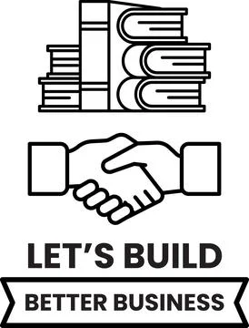 A book stack with a handshake in the middle Stockillustratie