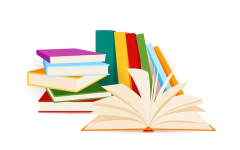 Book stack heap library postcard education flat Stock Illustration