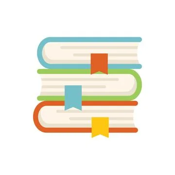Book stack icon flat vector. Form check Stock Illustration
