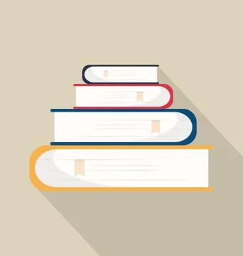 Book of stack with long shadow Stock Illustration
