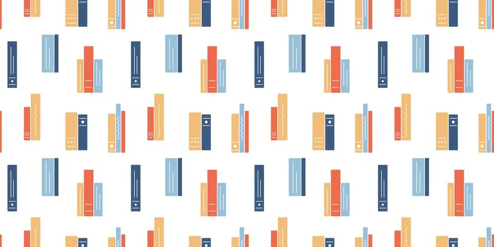 Book Stack Pattern. Seamless print literature group with hardcover. Reading Stock Illustration