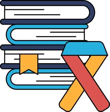 A book stack with a ribbon on top of it Stock Illustration