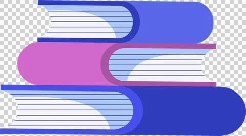 Book stack is showing flat vector with blue-pink covers and striped pages, Stock Illustration