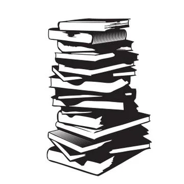 Book stack in a simple style. Black and white illustration Stock Illustration