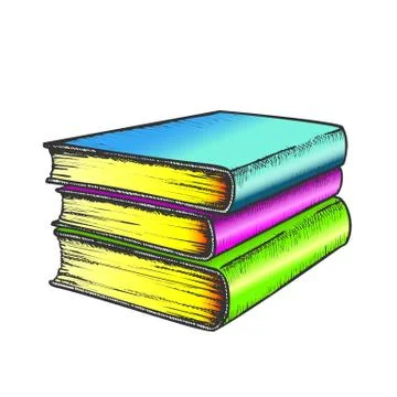 Book Stack Study Literature Color Vector Stock Illustration