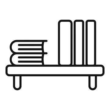 Book stack table icon outline vector. Workspace sit Stock Illustration
