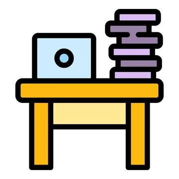 Book stack table icon vector flat 库存插图