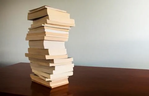 Book stack on table Foto stock
