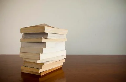Book stack on table 스톡 사진