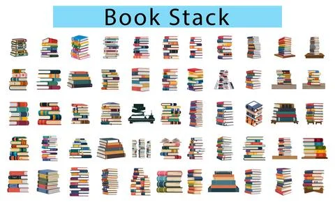 Book stack vector illustration, flat solid colors isolated, Book icon イラスト素材