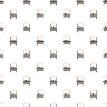 Book stall kiosks repeating pattern on white background Stock Illustration
