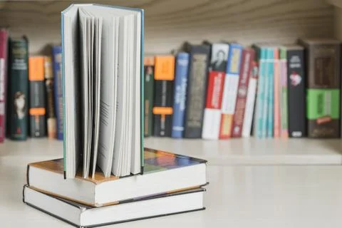 Book standing pile Stock Photos