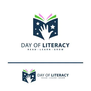 Book Star with Hand logo vector template. Creative Book Hand with Star logo.. Illustrazione stock