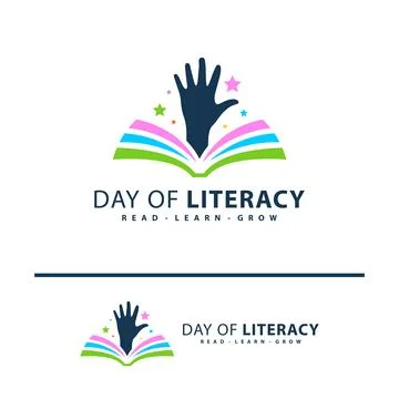 Book Star with Hand logo vector template. Creative Book Hand with Star logo.. Ilustração Stock
